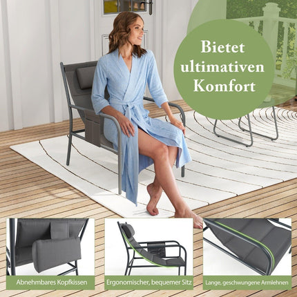 Balkonmöbel Set 3 tlg. Gartenmöbel Set mit 2 Stühlen &amp; Tisch Balkongarnitur mit atmungsaktivem Sitzstoff Grau