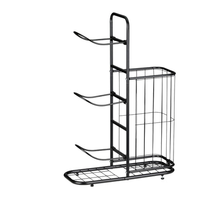 Ball Rack with 4 Shelves & Basket for Sports Equipment