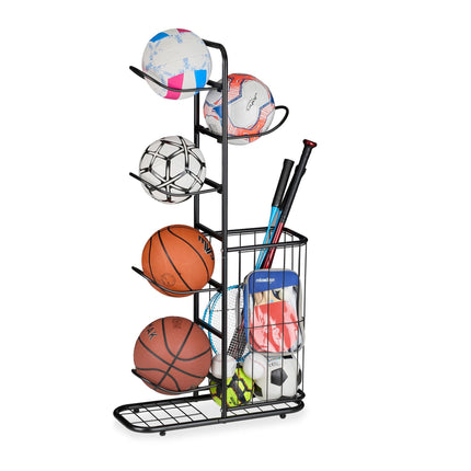 Ballregal mit 6 Ablagen und Aufbewahrungskorb