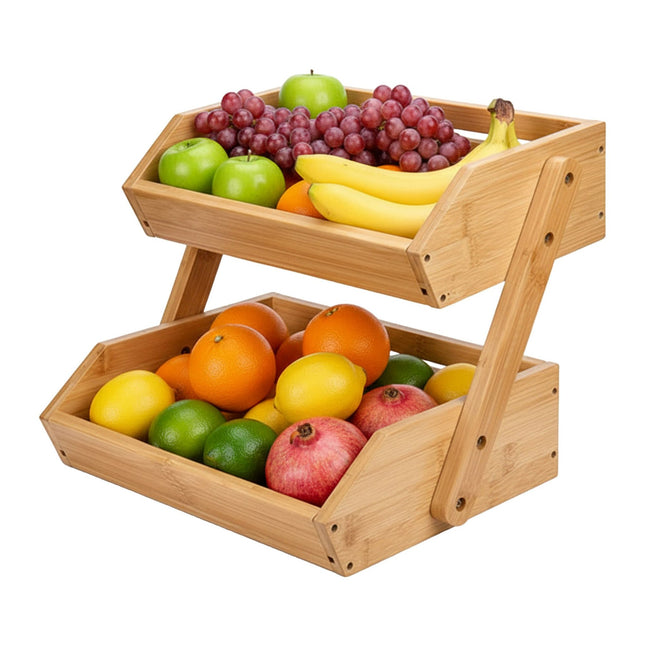 Bamboo 2-Tier Fruit Stand – Open Kitchen Storage
