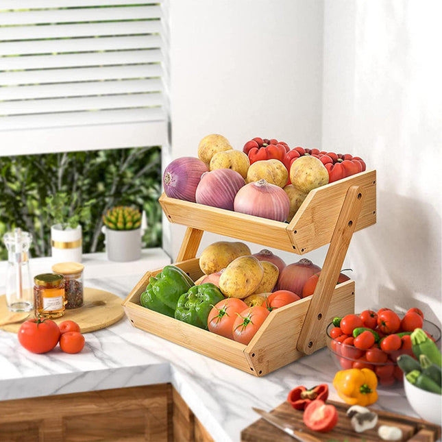 Bamboo 2-Tier Fruit Stand – Open Kitchen Storage