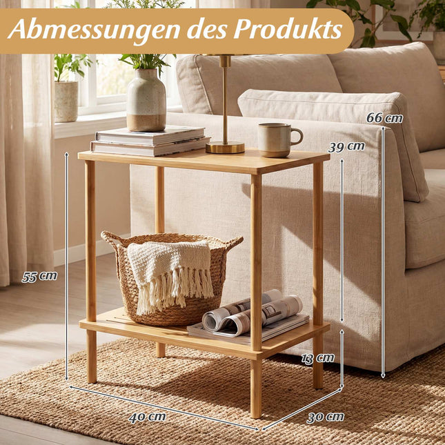Bambus Beistelltisch-Set 2-stufig – 40x30x55 cm, Natur