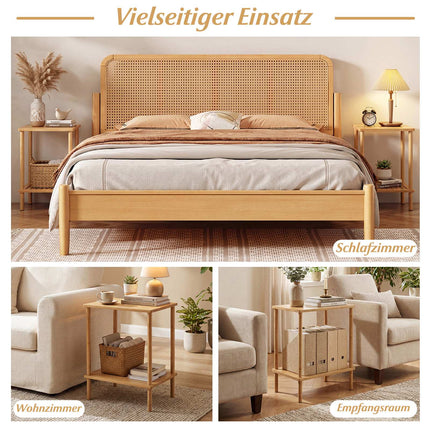 Bamboo 2-Tier Side Table Set – 40x30x55 cm, Natural