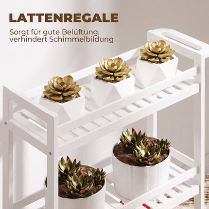 Bamboo 3-Tier Rolling Cart with Slatted Shelves, 55x20x75 cm