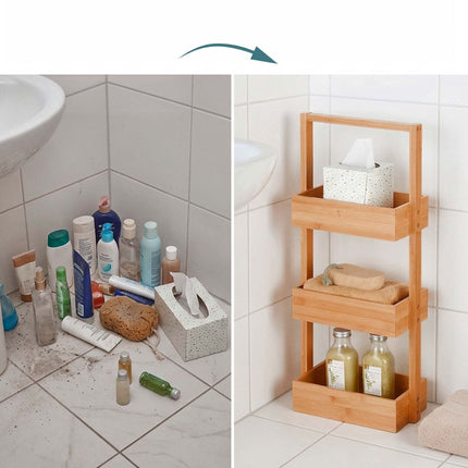 Bambus Badezimmerregal, freistehend, 3-stöckig