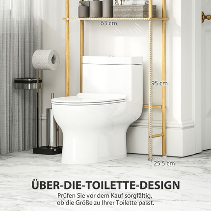 Bamboo Bathroom Shelf, 3-Tier Over-Toilet Organizer