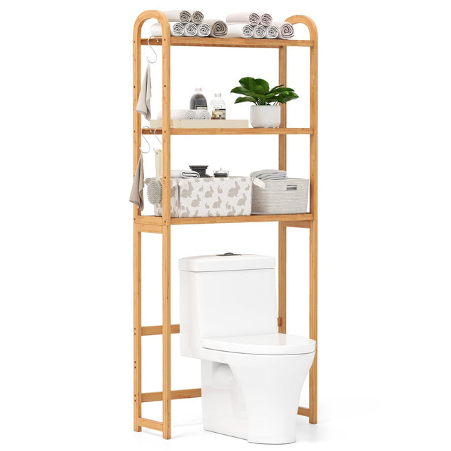 Badkamerplank van bamboe - 3-laags opbergmeubel boven het toilet