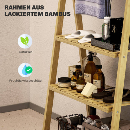 Bambus Badezimmerregal mit 3 Ablagen und Handtuchhaltern