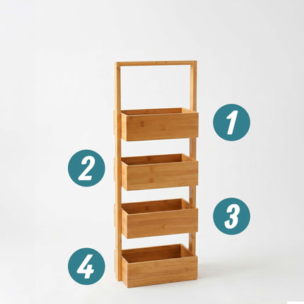 Bamboo Bathroom Shelf with 4 Baskets, 88x28x16 cm
