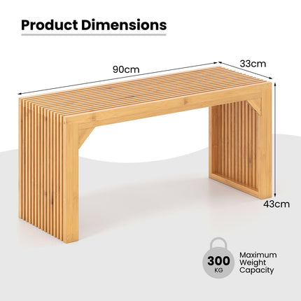 Bambusbank für 2 Personen, 300 kg Tragkraft, 90x33x43 cm