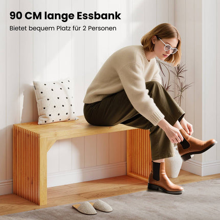 Bambusbank für 2 Personen, 300 kg Tragkraft, 90x33x43 cm