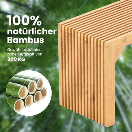 Bambusbank für 2 Personen, 300 kg Tragkraft, 90x33x43 cm