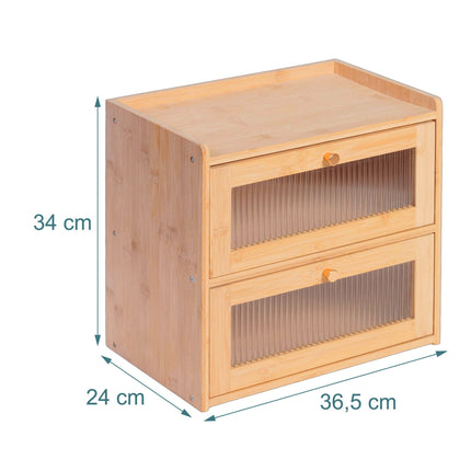 Bamboo Bread Bin, 2-Tier With Viewing Window