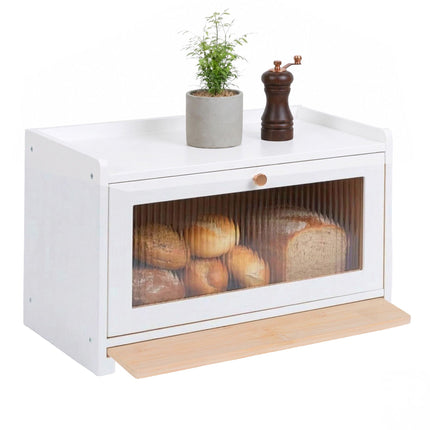 Bambus Brotkasten mit Schneidebrett, großem Sichtfenster