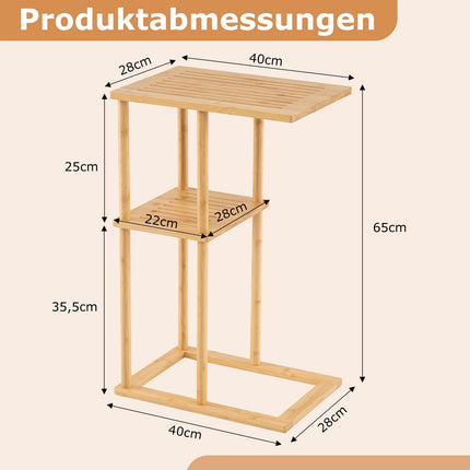 Bamboo C-Shaped Side Table Set, 2-Tier, 40x28x65 cm