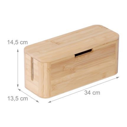 Bambus Kabelbox mit Magnetdeckel – Passend für 6-fach Steckdosenleiste