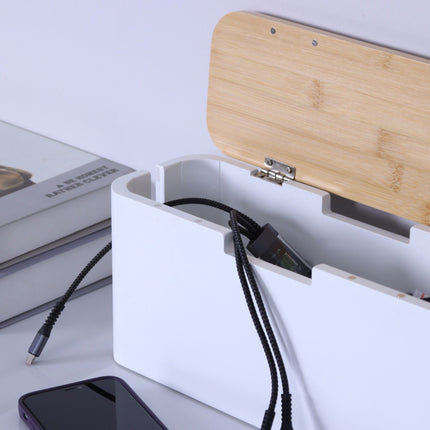 Bambusový box na kabely s magnetickým víkem, pro 6zásuvkový prodlužovák