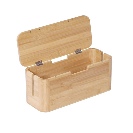 Bambus Kabelbox mit Magnetdeckel – Passend für 6-fach Steckdosenleiste