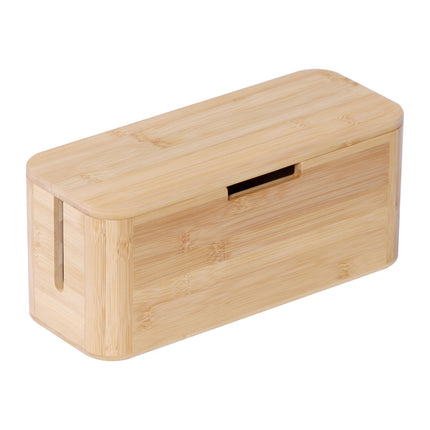 Bambus Kabelbox mit Magnetdeckel – Passend für 6-fach Steckdosenleiste