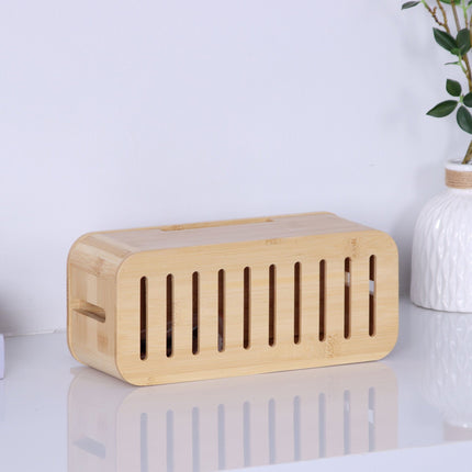 Bambus Kabelbox mit Handyhalter – Organisieren & Laden