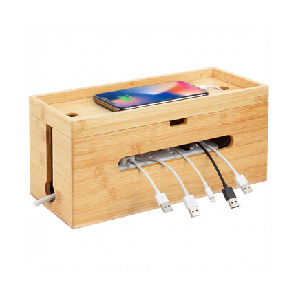 Bamboo Cable Management Box for 6-Socket Power Strip