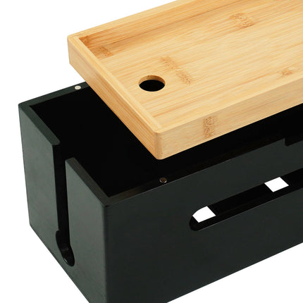 Bamboo Cable Management Box for 6-Socket Power Strip