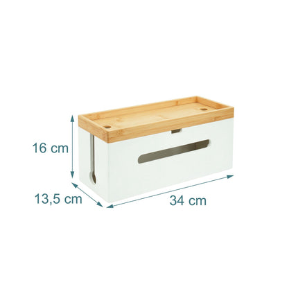 Bamboo Cable Management Box for 6-Socket Power Strip