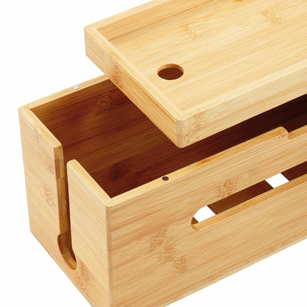 Bamboo Cable Management Box for 6-Socket Power Strip