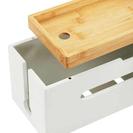 Bamboo Cable Management Box for 6-Socket Power Strip