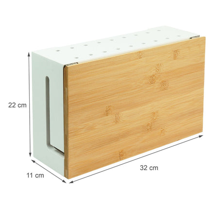 Bamboo Cable Storage Box with Lid – Conceals Power Strips