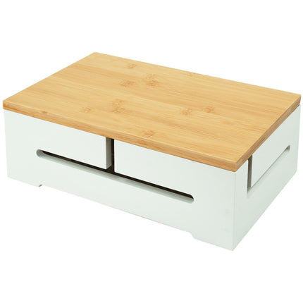 Bamboo Cable Storage Box with Lid – Conceals Power Strips