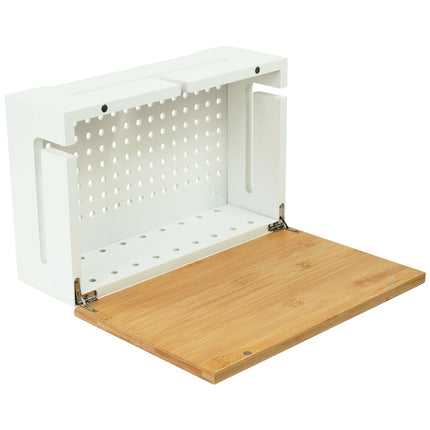 Bamboo Cable Storage Box with Lid – Conceals Power Strips