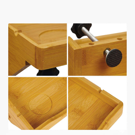 Bamboo Clamp-On Bedside Shelf with Cup Holder