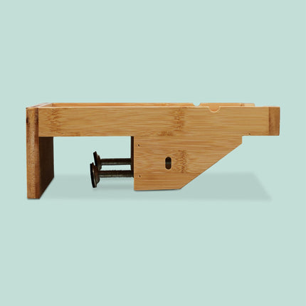 Bamboo Clamp-On Bedside Shelf with Cup Holder