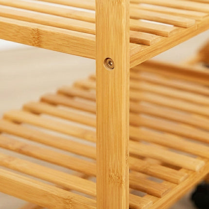 Bamboo Clothes Rack with Shelves and Castors, Natural