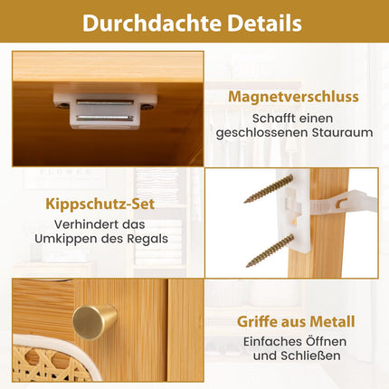 Bamboo Clothes Rack with Shelves and Drawers, Natural Finish