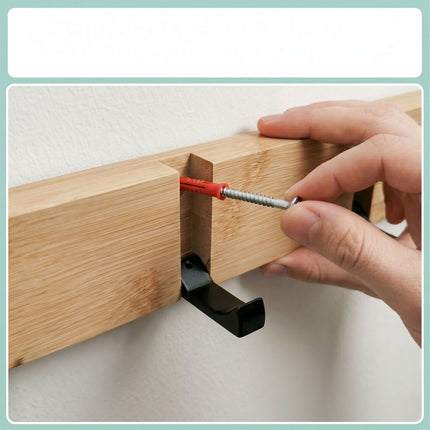 Bambus-Garderobe mit Klapphaken, schwarze Akzente