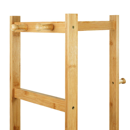 Bambus-Garderobe mit 2 Ablagen und 3 Haken