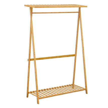 Bambus-Garderobe mit Ablagen, Natur lackiert