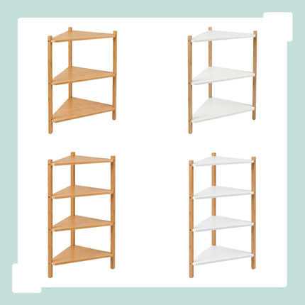 Bamboo Corner Shelf with 3 Triangular Shelves, Natural, 60 x 46 x 25 cm