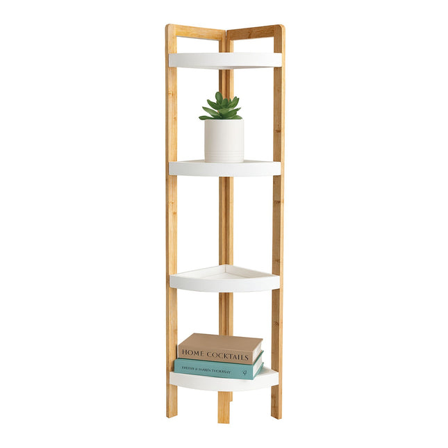 Bambus Eckregal mit Ablagen – Platzsparendes Design