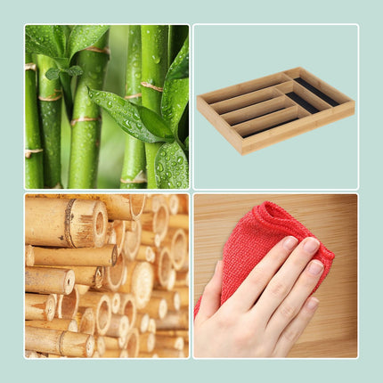 Bamboo Cutlery Tray – 6 Compartments, Drawer Organizer