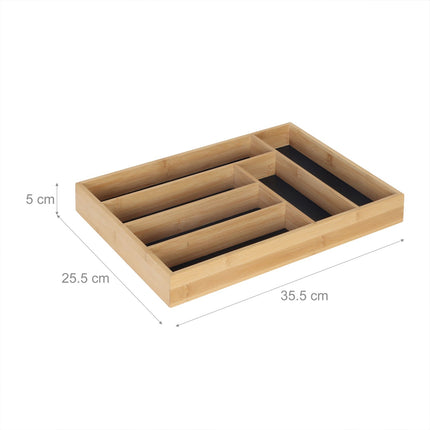 Bamboo Cutlery Tray – 6 Compartments, Drawer Organizer