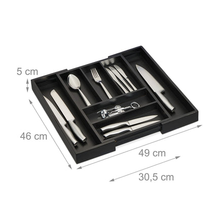 Bamboo Cutlery Tray, Adjustable 5-7 Compartments
