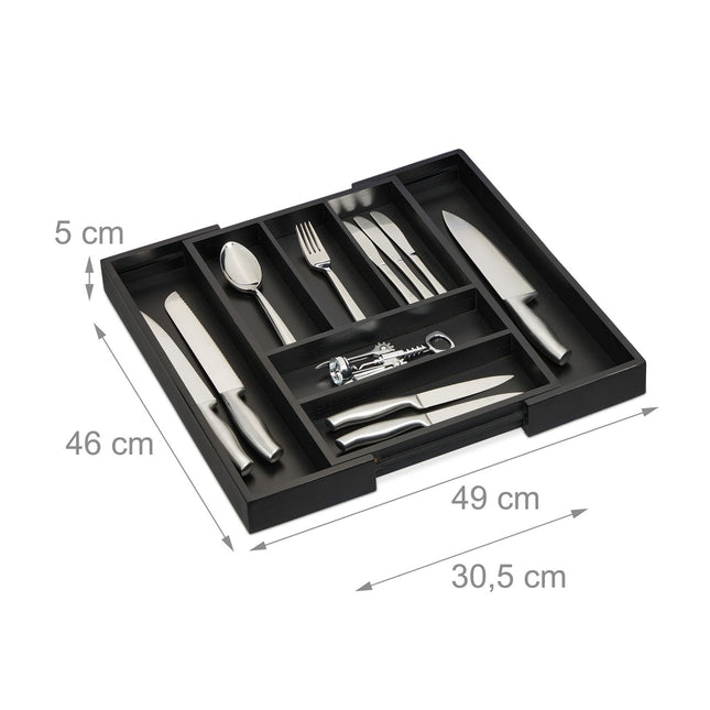 Bamboo Cutlery Tray, Adjustable 5-7 Compartments