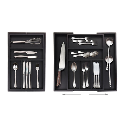 Bamboo Cutlery Tray, Adjustable 5-7 Compartments