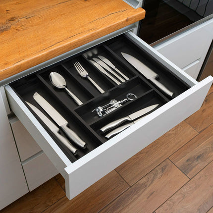 Bamboo Cutlery Tray, Adjustable 5-7 Compartments