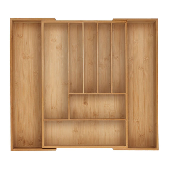 Besteckkasten aus Bambus, verstellbarer Schubladenorganizer