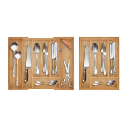 Bamboo Cutlery Tray, Adjustable Drawer Organizer