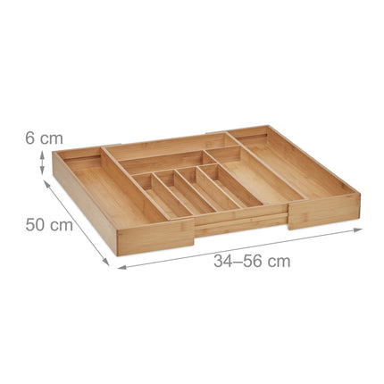 Besteckkasten aus Bambus, verstellbarer Schubladenorganizer